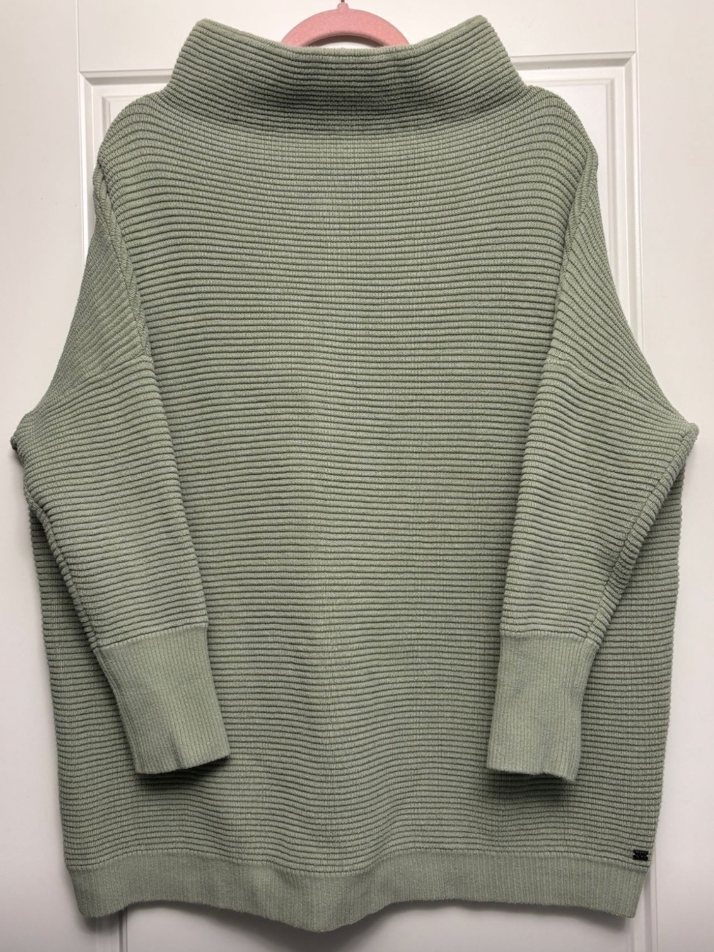 Monk+lou Relaxed Ribbed Turtleneck Sweater in Sage Green - Picture 2 of 8